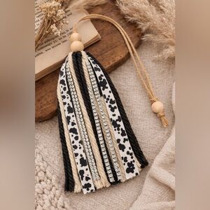 Handmade Black Cow Tassel Bookmark